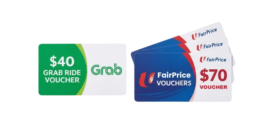 $40 Grab ride voucher and $70 FairPrice voucher